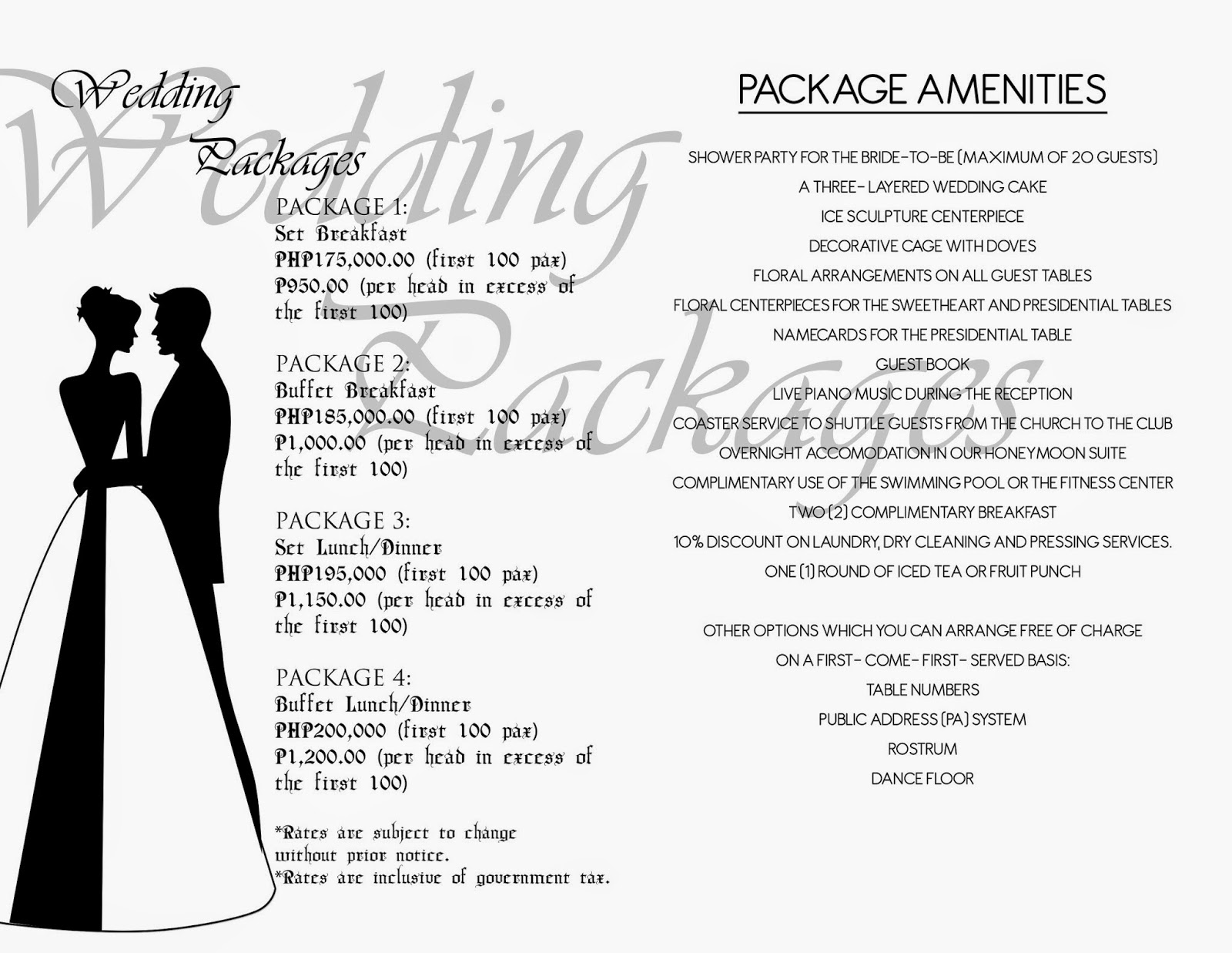 Wedding Packages Latest Bcc And I Do Wedding Package
