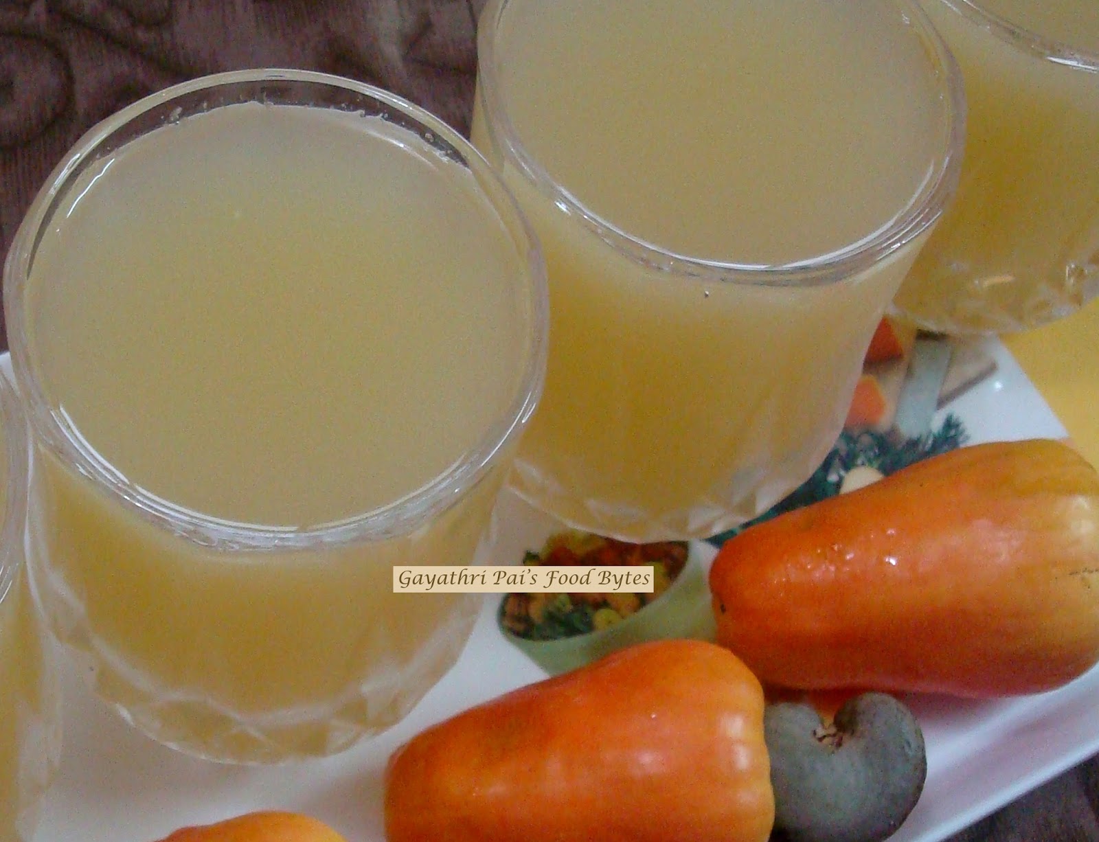 Gayathri Pai's Food Bytes Chilled Cashew Fruit Juice.