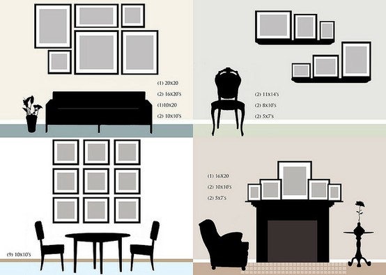 gallery wall layout with frame sizes