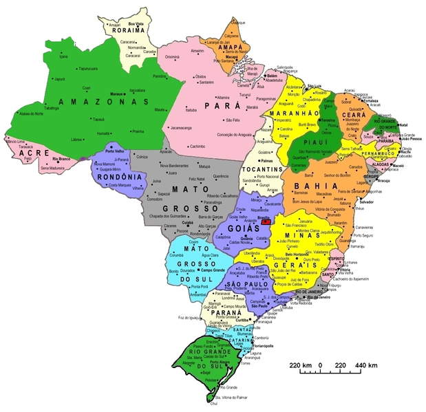 Playas de Brasil: Mapa Estados de Brasil