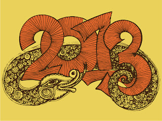 干支の蛇で象る新年の数字 New Year 2013 snake backgrounds イラスト素材2