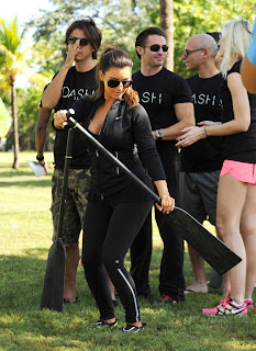 Kim Kardashian showing off her rowing skills
