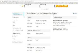 Ohio Department of Health Record on Joseph Orville Byers