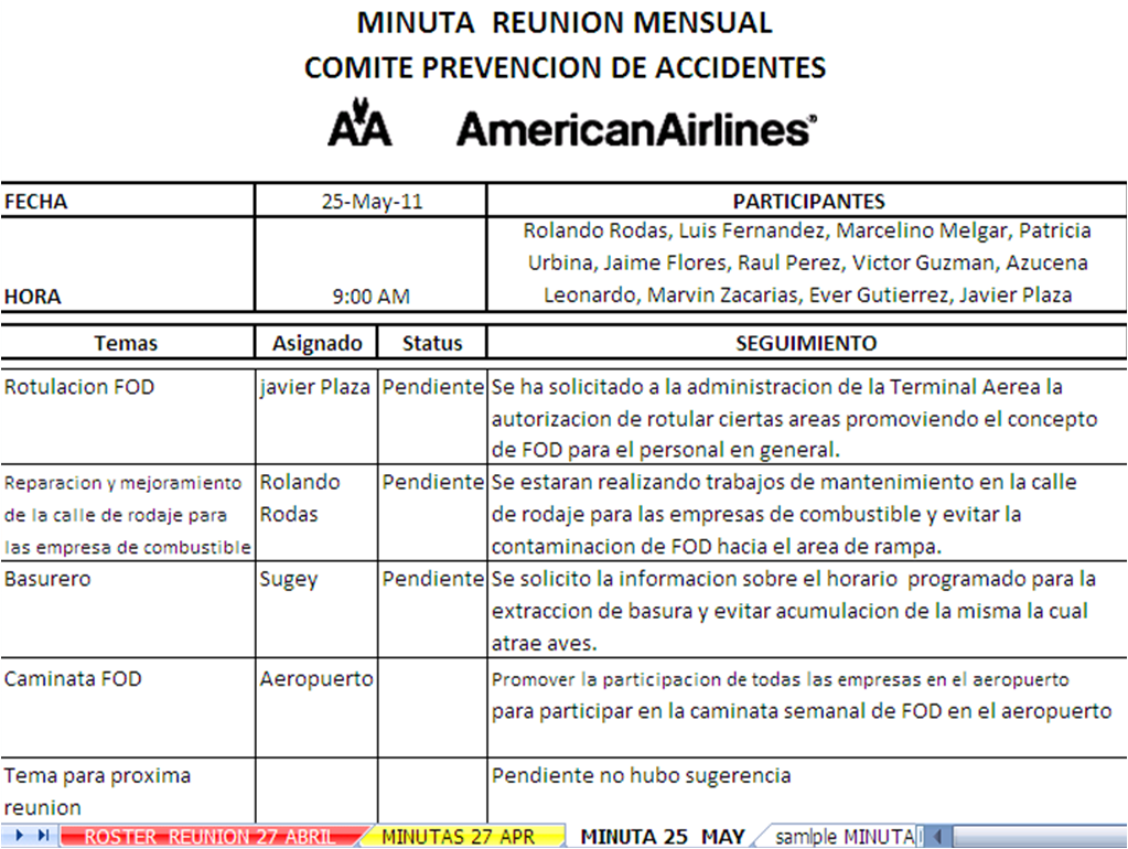 formato minuta de reunion excel