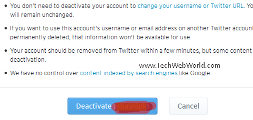 deactivate twitter profile