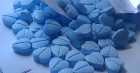 Blue heart shaped steroid tablets