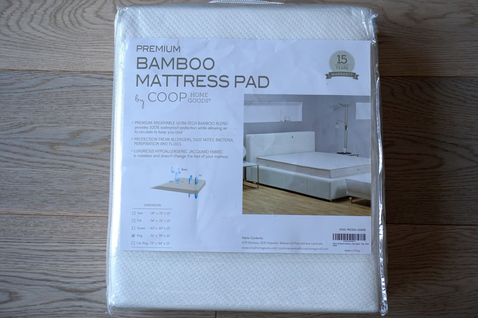 Ultra Luxe Bamboo Mattress Pad Protector Cover by Coop Home Goods ALL