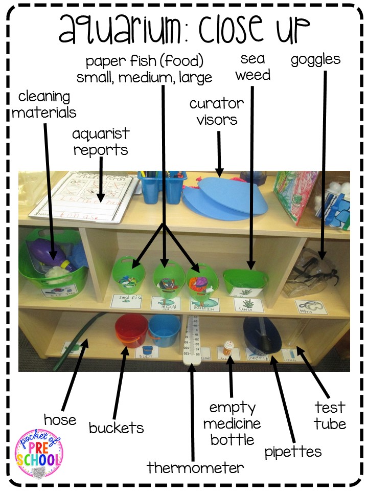 Aquarium Theme in the Dramatic Play Center Pocket of Preschool