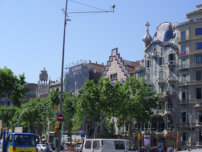 This is the row of houses all designed by Gaudi