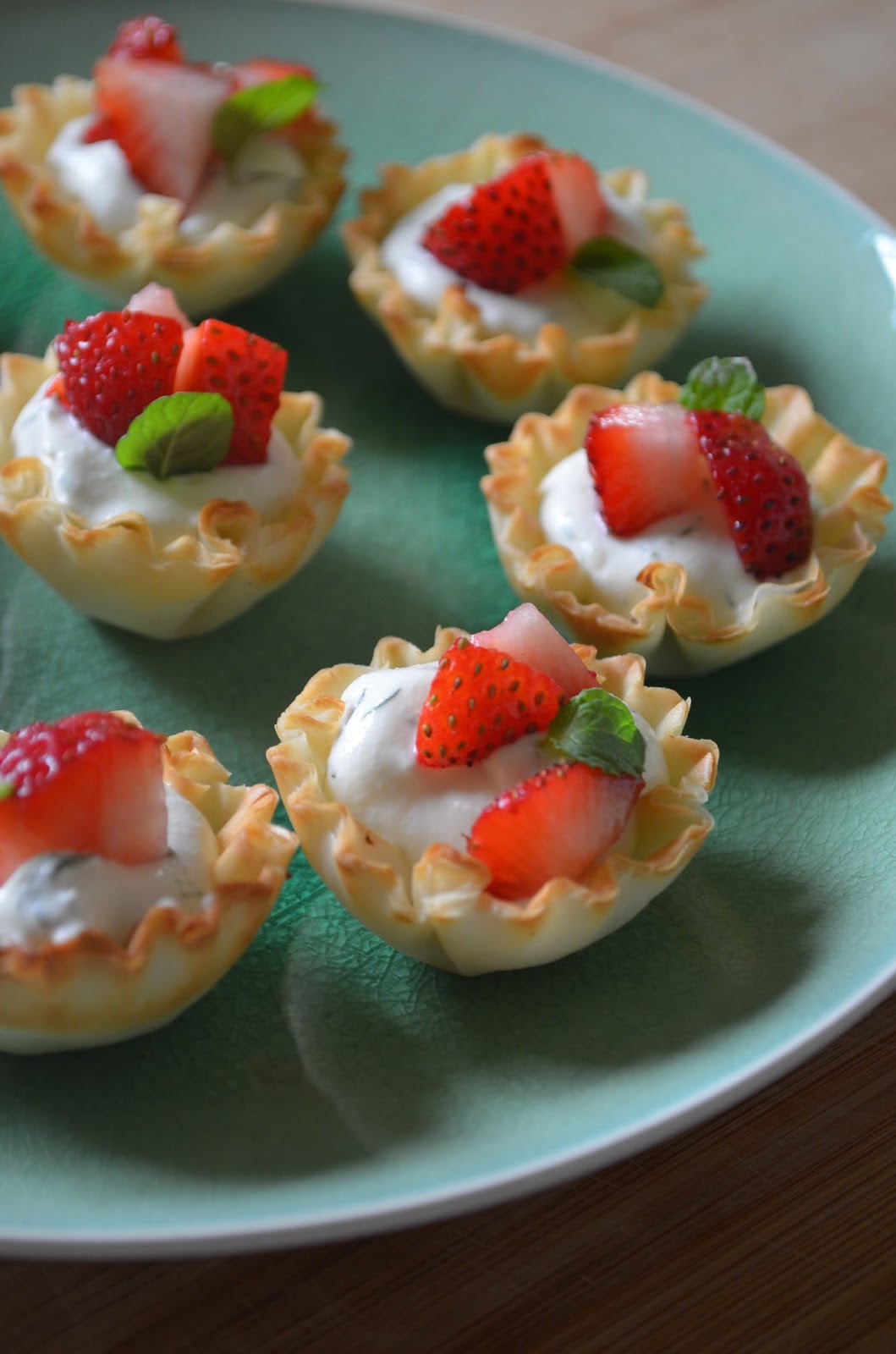 Dishing With Divya Cold phyllo tartlets with cream cheese and dill