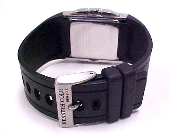 KENNETH COLE SQUARE BLACK DIAL NUMBERS & DIGITAL DISPLAY RUBBER BAND