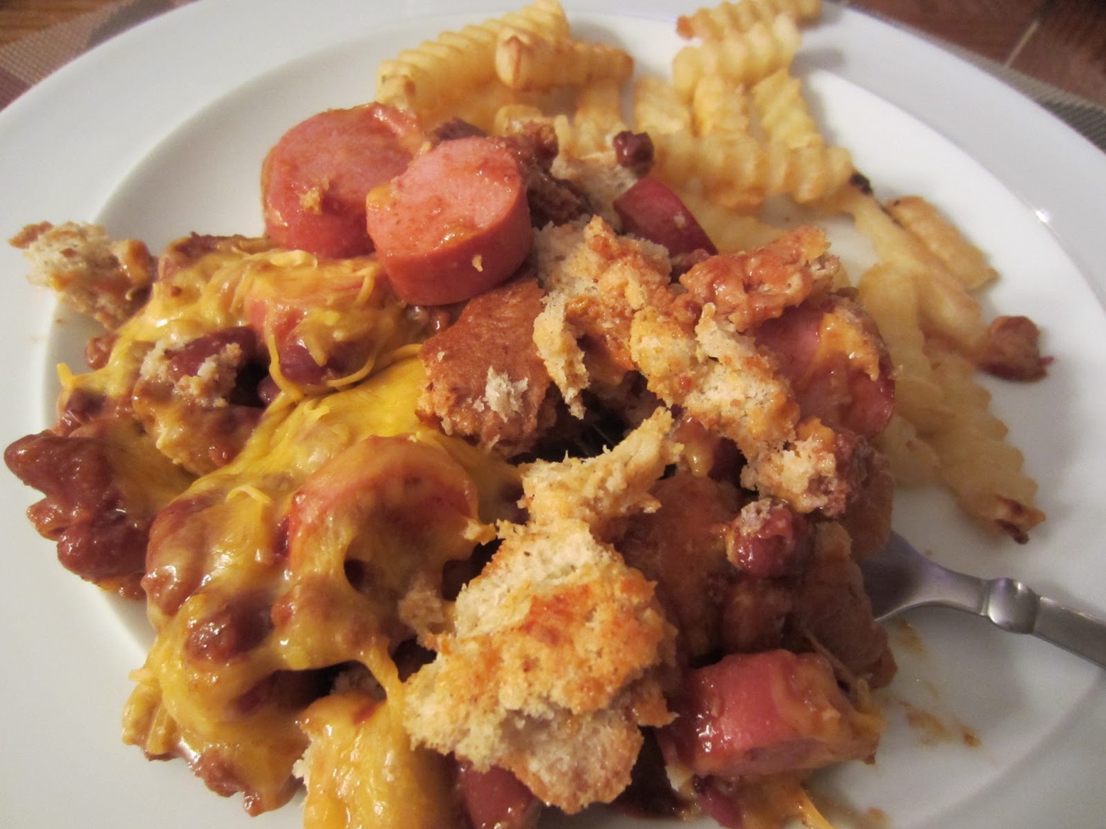 chili cheese dog casserole with tortillas