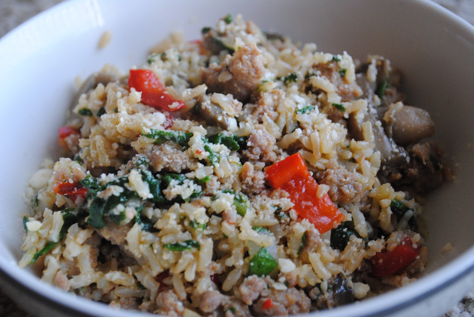 Fabulously Delicious Sausage and Spinach Rice Bowls