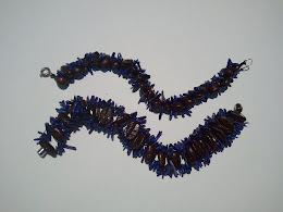 Blue coral and bean bracelets