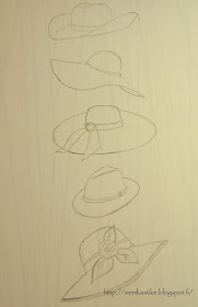 рисунок карандашом, drawing, hats, hatut, hattuja, lyijykynä