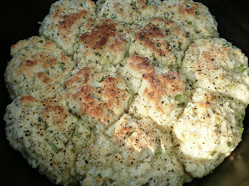 Everyday Dutch Oven Buttermilk Biscuits with Green Onions, Black