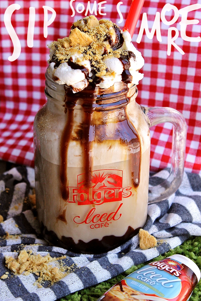 Make this Smore's Folgers® Iced Cafe™ drink with your milk/milk substitute of choice, chocolate syrup, graham crackers, 1 1/2 C heavy cream, 3 TBS powderd sugar, and ice. To make marshmallow whipping cream, whip heavy cream and powderd sugar on high until stiff peaks form. Enjoy! #FolgersFridays #IC (sponsored)