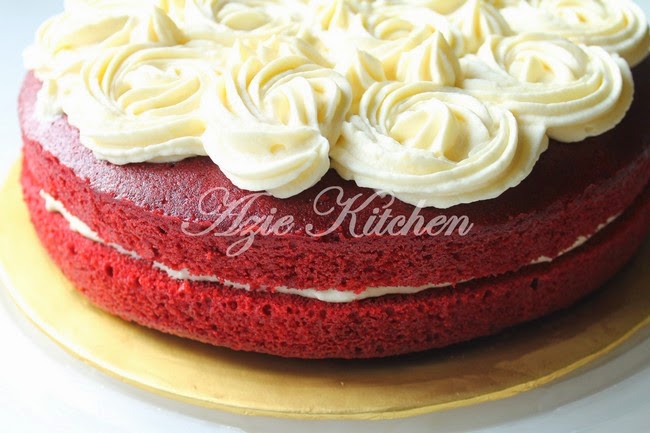 Kek Red Velvet Yang Gebu Dan Moist Azie Kitchen