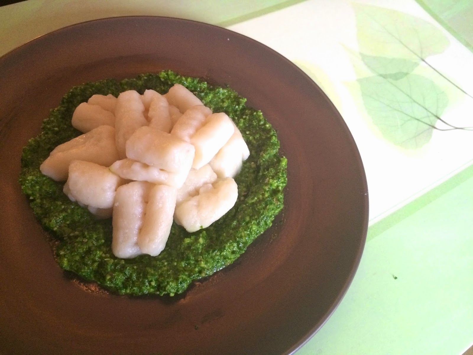 The Nerdy Chef Gnocchi with Kale Pesto and Mushrooms