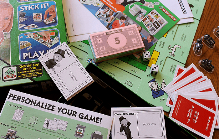 My Monopoly allows players to print and stick photo tiles on a custom game board.