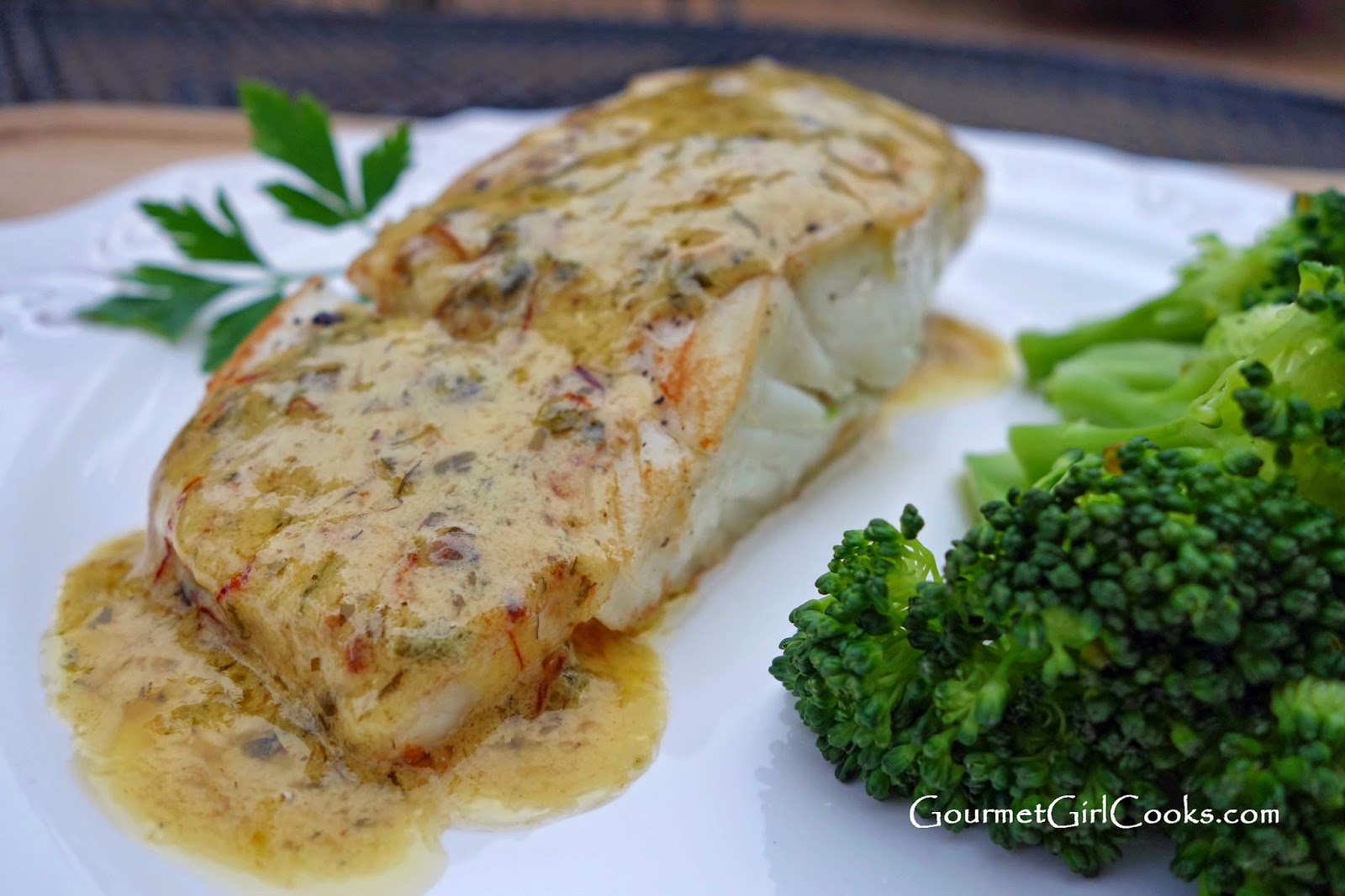 Gourmet Girl Cooks Pan Seared Wild Pacific Halibut with Saffron Cream