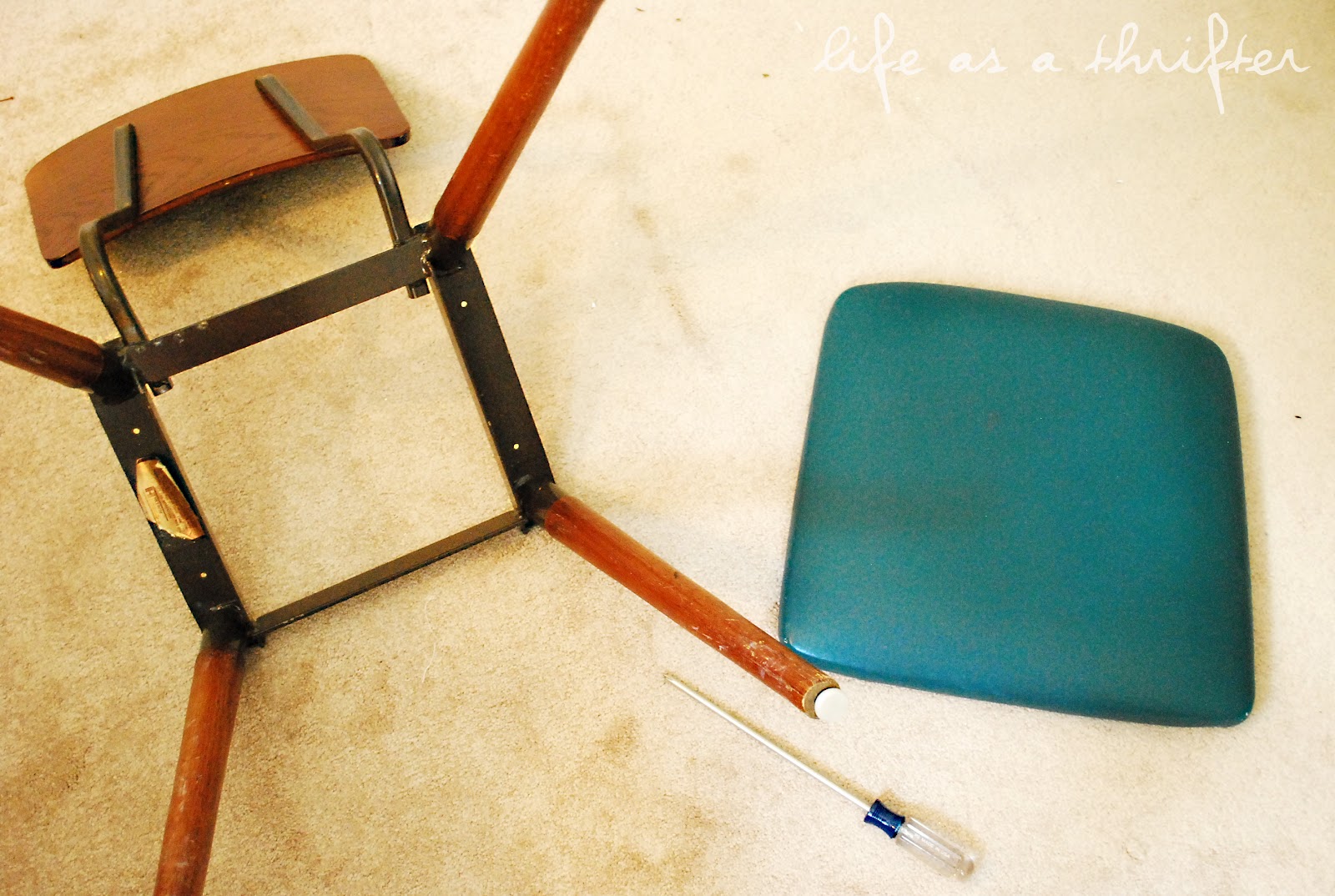 Life as a Thrifter How to Reupholster a Chair Seat