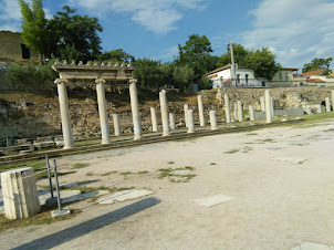 Collonades inside ruins of "ROMAN AGORA" in Athens.