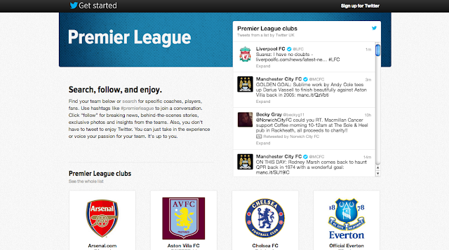 Accueil de la page Twitter dédiée à la Premier League