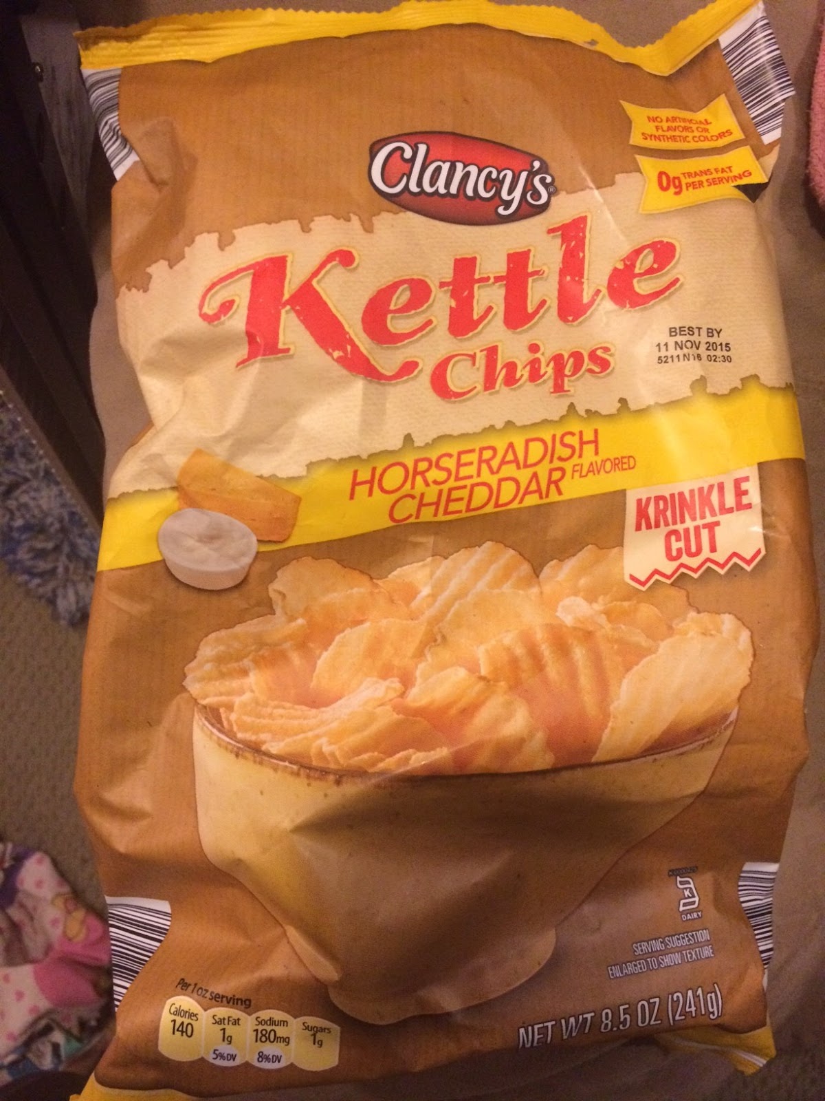 The Budget Reviews Horseradish Cheddar KrinkleCut Kettle Chips (Aldi)