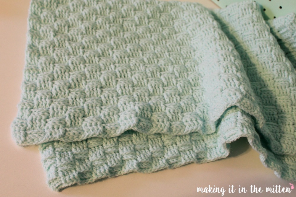 Making It In The Mitten Basketweave Crochet Baby Blanket