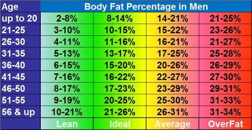 body fat percentages for males body fat percentages for males