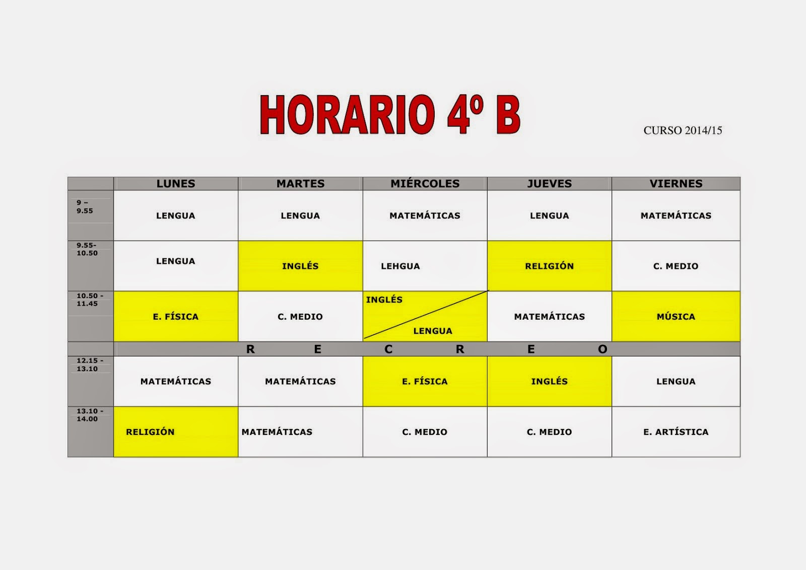 HORARIO DE CLASE