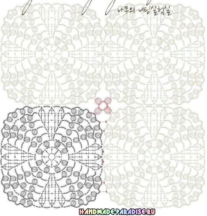 Детский объемный плед крючком. Схема