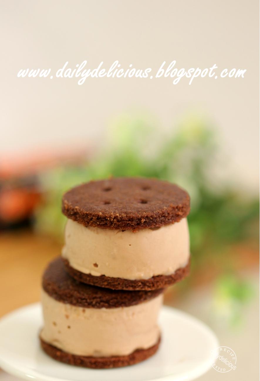 dailydelicious Chocolate cookies with Mars ice cream filling