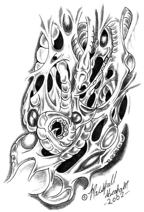 Biomechanical Tattoo Line Drawing : Biomechanical tattoo design picture photos and
