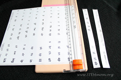 Use Paper Cutter to separate word families into rows: STEMmom.org