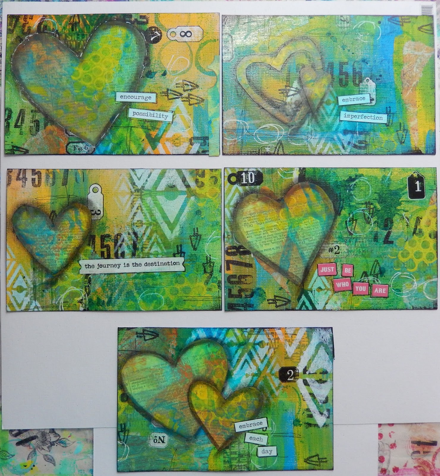 creatingwiththegirls More mixed media postcards (and the winner of one