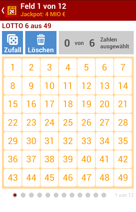 Tippfeld der Lotto24-App