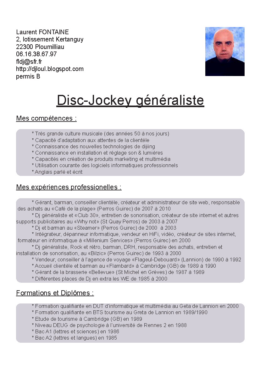 exemple cv dj