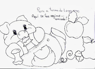 desenho de porquinho comendo maças para pintar