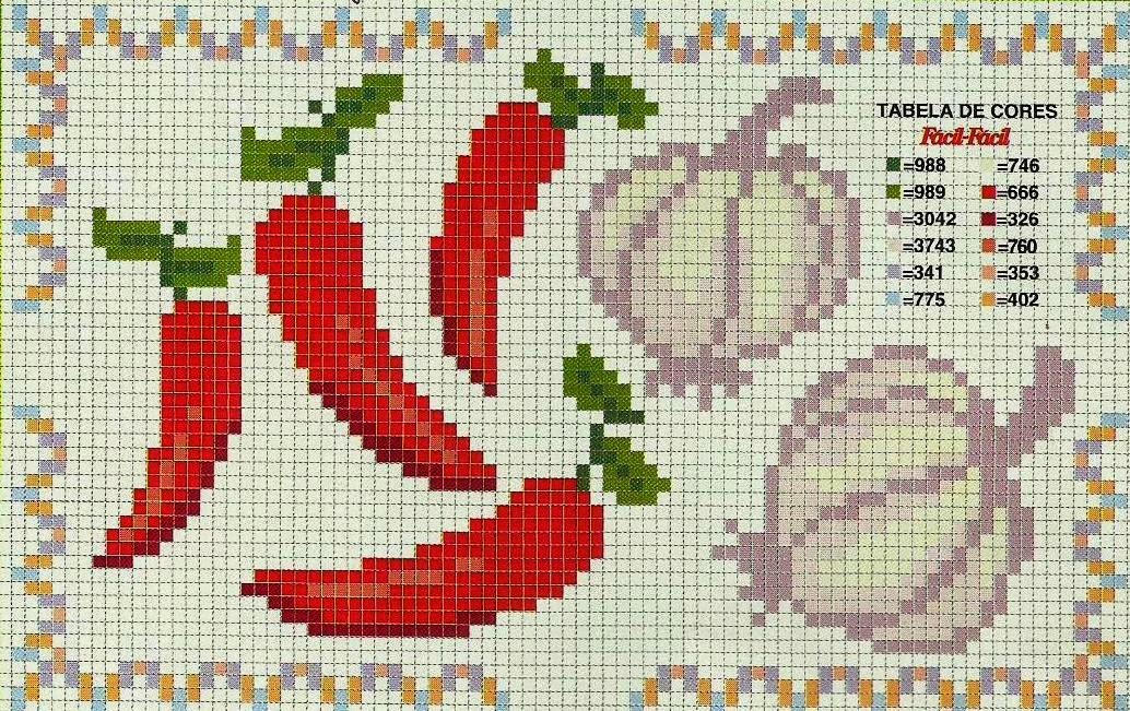 Pimentas Em Ponto Cruz Artetramas Online- Onde Comprar Toalhas de Macramé, Toalhas Bordadas