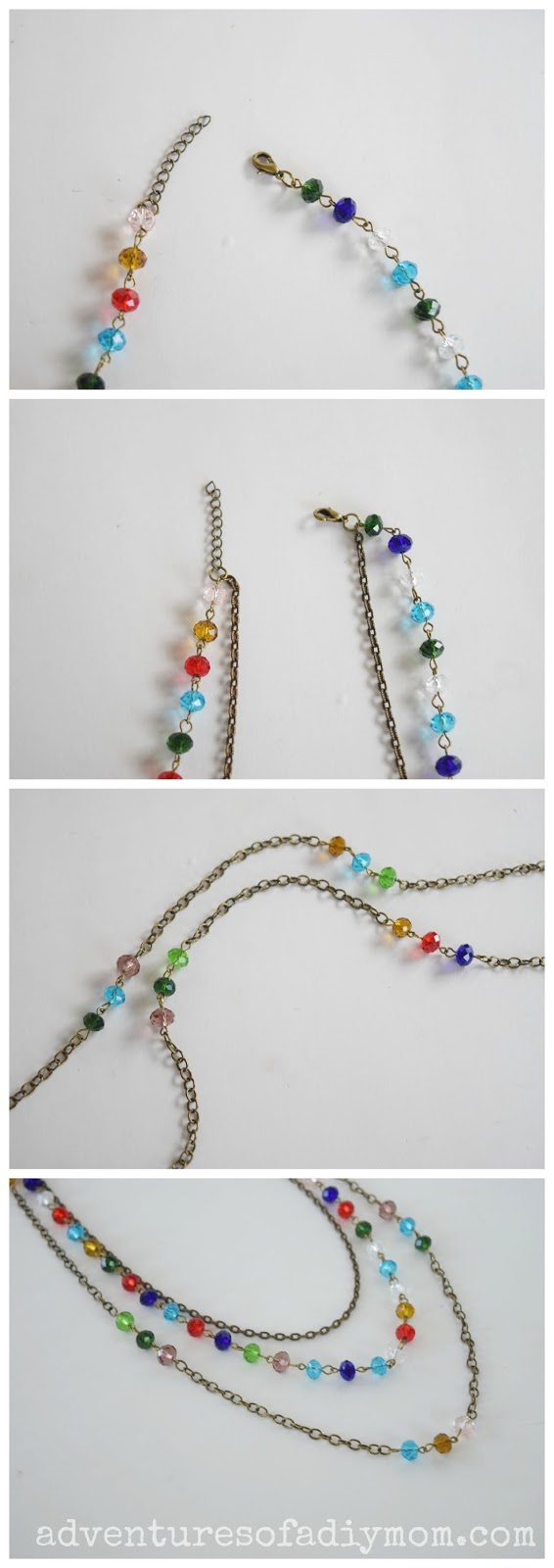 Easy Beaded Chain MultiStrand Necklace Adventures of a DIY Mom