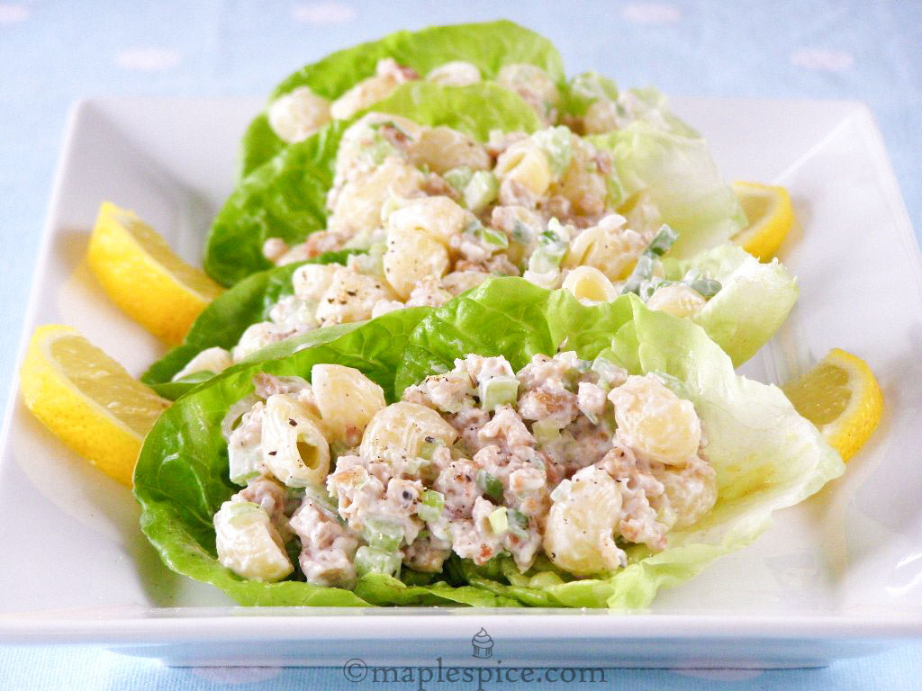 maple•spice Vegan Chicken and Macaroni Salad Lettuce Wraps