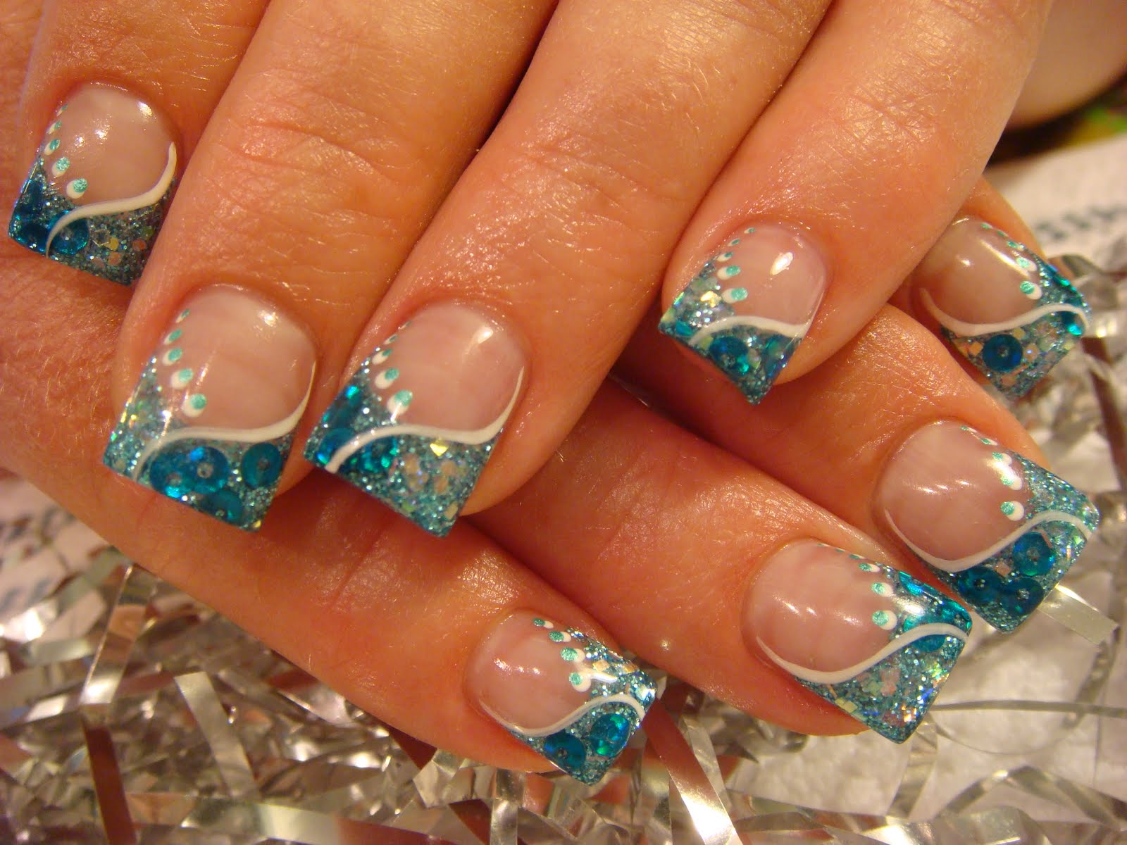 Teal SNS Nail Designs for Short Nails - wide 7