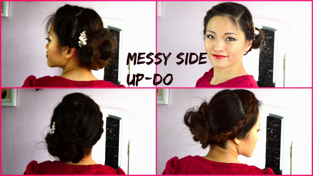 Quick Easy Messy Side Up Do With Braids Little Bling Ring