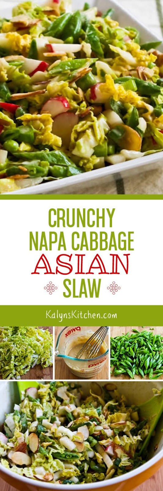 Crunchy Napa Cabbage Asian Slaw with Sugar Snap Peas, Radishes, Almonds