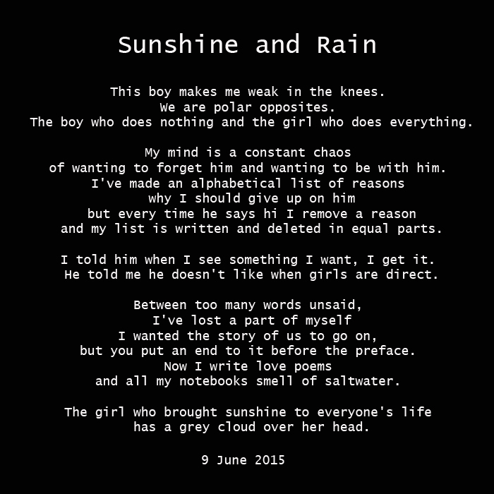 Poem for him sunshine You Are