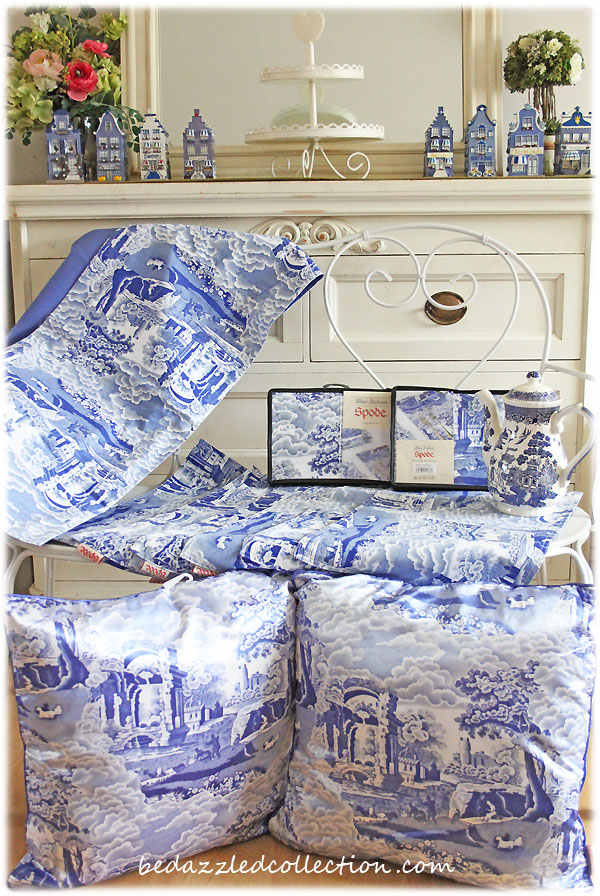 Be Dazzled Collection Spode Blue Italian Cushion and Table Linen