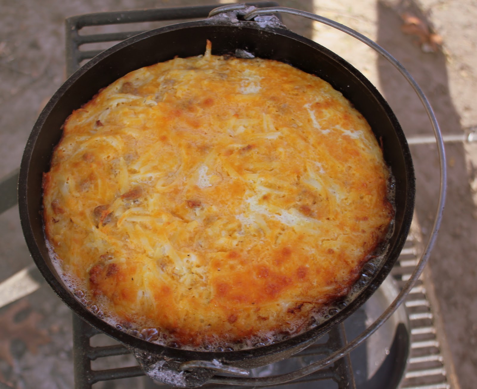 Matt and Erin's Dutch Oven Experiments Camper's Breakfast Casserole