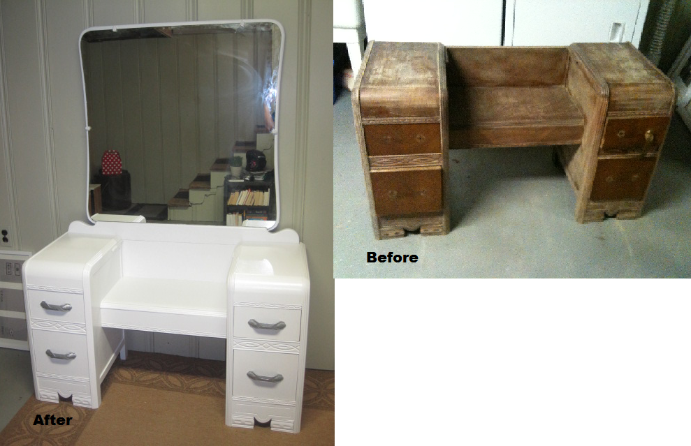 Green Light 1940’s Art Deco Waterfall Makeup Vanity